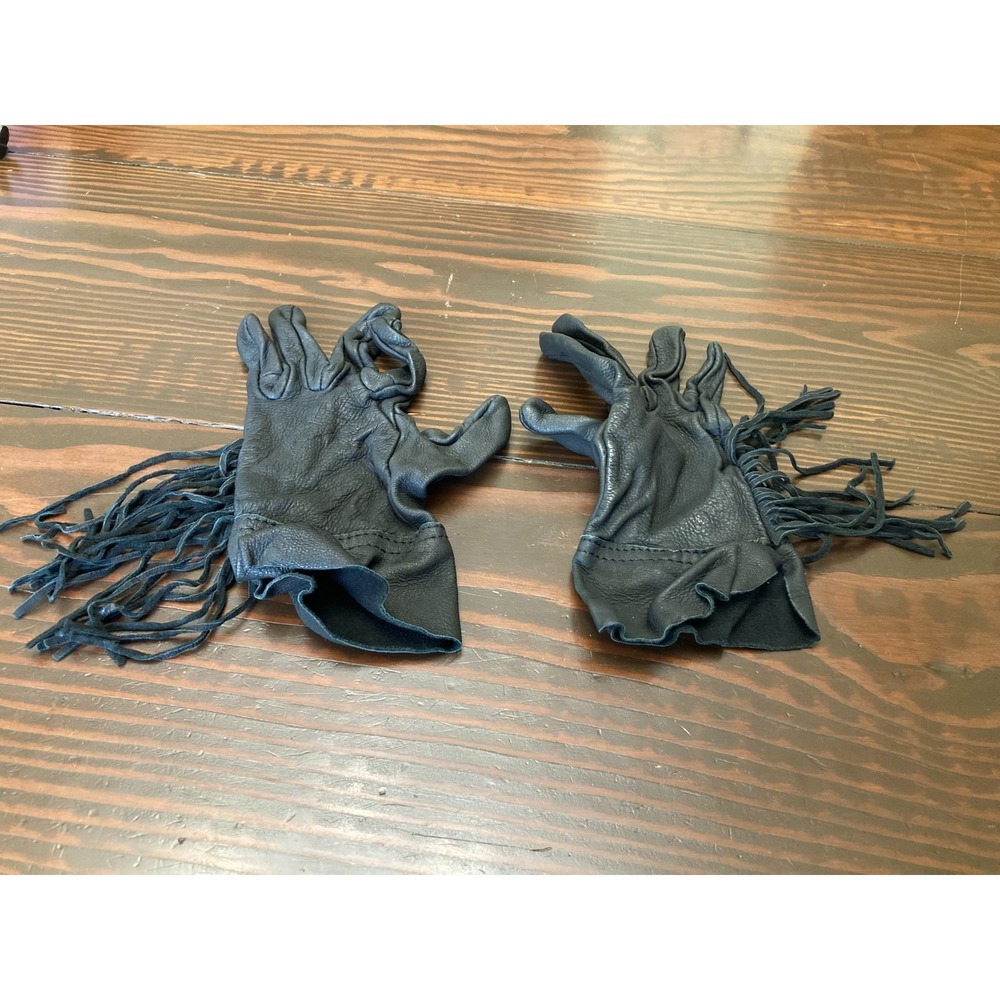 Geier Glove Co Black Gloves Size XS - Made in USA - Fringes - Leather
